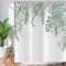 ASDCXZ Blätter Duschvorhang 180x180 cm, Frühling Einfachheit Grün Blätter Eukalyptusblätter Weiß Bad Waschbar Duschvorhänge Polyester Textil Wasserdicht Badevorhang für Badewanne mit 12 Haken