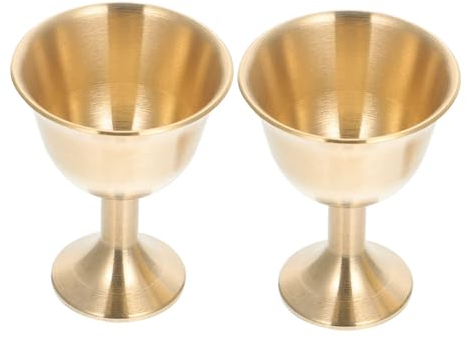 MAGICLULU 2pcs Shot Glass Gold Wine Glass Wedding Glasses Holy Cup Coffee Mug Ornament Chalice Goblet Temple Chalice Cups Goblets Vintage Martini Glasses Brass Temple Chalice Tea Light Metal