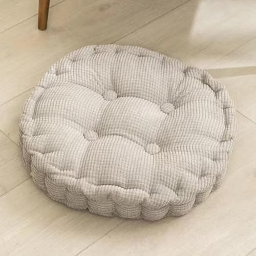 Sitzkissen Outdoor, 2er Set Stuhlkissen 40x40cm, Dicke Bodenkissen, Sitzpolster Outdoor für Bank und Gartenstuhl(Runde,Hellgrau,40 x 40 cm)
