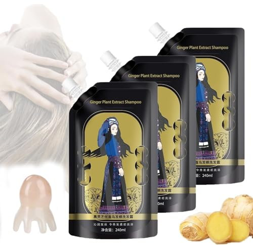 NIANE Shampoo Ginger Plant Extract, with Head Massager Comb Hair Loss Shampoo, Rectangular Anti Hair Loss Shampoo for Women&Men (Color : Affordable Pack(720g))
