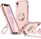 XYZ Cover per iPhone XR con Supporto, Custodia con Doppio Anello a Forma di Cuore con Cordino per Ragazze e Donne, Custodia Protettiva di Lusso per iPhone XR, Rosa