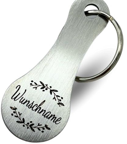 Einkaufswagenlöser mit Wunschgravur Schlüsselanhänger Wunschname Wunschdatum Einkaufschip mit Lasergravur Abziehbar Einkaufswagenchip Edelstahl Metall Werbegeschenk Gastgeschenk