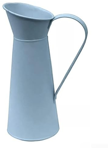 Blue Iron Flower Vase Jug, Vintage Shabby Chic Design, Wedding Home Decor