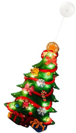 HOMSFOU 2stücke Weihnachtslampe Mit Saugnapf Weihnachtsbaum Design Festliche Dekoration Für Fenster Schränke Und Weihnachtsfeiern Warmes Licht Für Stimmungsvolle Atmosphäre Für