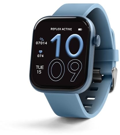 Reflex Active Series 40 Amoled Smart Watch for Women Men with Dual-Time, Make/Answer Calls, Sleep Monitor, Sports Modes, Cycle Tracking, Step Counter and Denim Blue Silicone Strap for IOS Android