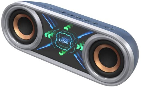 DOSS SoundBox Pro+ P400 Bluetooth Speaker, 50W Stereo Sound with Extra Bass, 26H Playtime, Cool Phantom Mirror Lights, IPX5 Waterproof for Outdoor, Home, Party, and Electronic Gadgets-Blue
