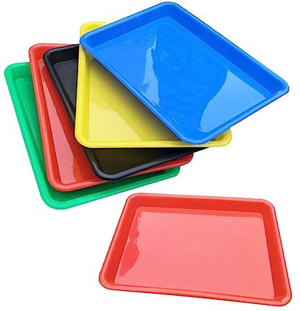 TEHAUX 6 Piezas Bandeja de Placa Cuadrada de plástico Organizador de plástico niño Cubiertos Bandeja de Dulces estantes de Almacenamiento bandejas plásticas Mini contenedor Reutilizable
