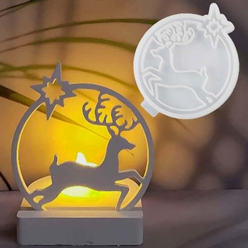 Weihnachten Silikonform Elch WISIRENT, Kreis Elch Silikonform Hirsch Silikonform Kerzenhalter, Gießformen Kerzenhalter Elch Weihnachten Silikonform, Diy Elch Silikonform für Weihnachten, Halloween