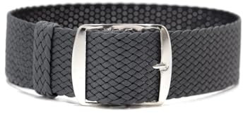 ClassicWatchStraps Perlon Uhrenarmband | Dunkelgrau - 8 mm - Schließe: Silber Gebürstet | Nylon | Ersatz-Armband