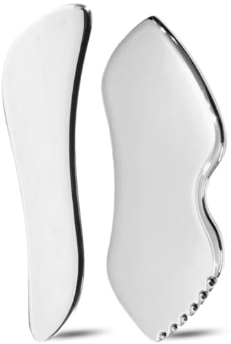 Gesichtsmassage Gua Sha Werkzeuge Edelstahl Schaber Face Lift Anti Aging Hautstraffung Kühlung Metall Kontur Reduzieren Schwellungen Gesichtspflege Massage für Augen Hals