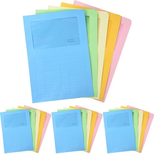 Blasetti Cartelline Portadocumenti con Finestra - Sintex MIX COLORI raccoglitore documenti per ufficio, Formato A4, Confezione 20 pezzi, Carta 120gr, Aperta su due lati (Confezione da 4)