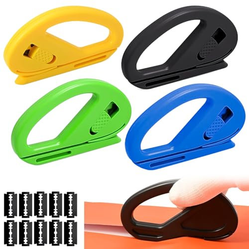 4 Stück Geschenkpapier Schneider, Wrapping Paper Cutter Gift Mini Papierschneider mit 10 Ersatzklingen Gift Wrap Cutter für Rollen Artiquea Geschenkband