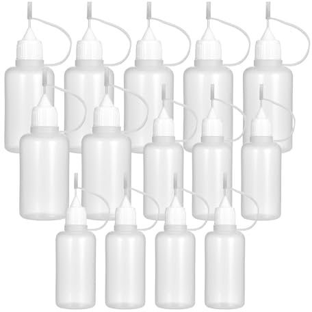Qianyu 14 Pcs Precision Tip Applicator Bottles Fine Needle Tip Bottle 30ML Needle Applicator Bottles White Lids Plastic Dropper Bottles for DIY Paint Paper Quilling Craft Glue Ink Liquid Acrylic