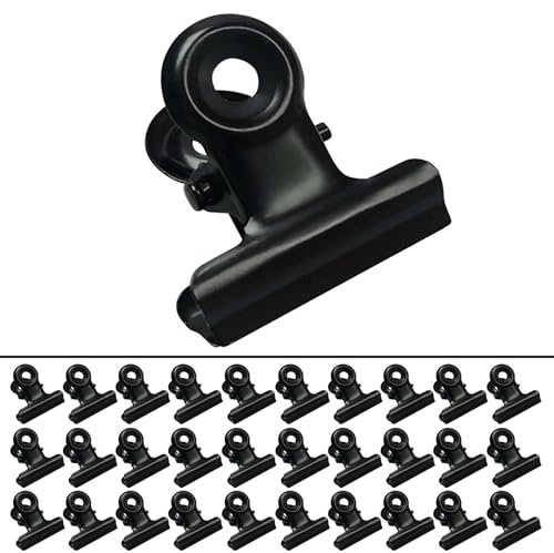 FZGUSYAF Pince Bulldog 22mm Rond Reliure en Papier Pinces à Limes en Métal Noir Bureau Domicile Fournitures - 30 Pièces