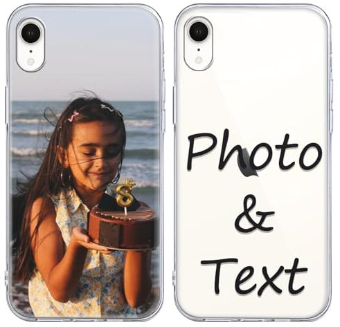Foonary Personalisierte Handyhülle für iPhone XR 6,1'', Personalisiert Hülle mit Selbst Gestalten Bedrucken mit Eigenem Bild Foto Motiv Schutzhülle, Individuelle Design Case für iPhone XR,transparent