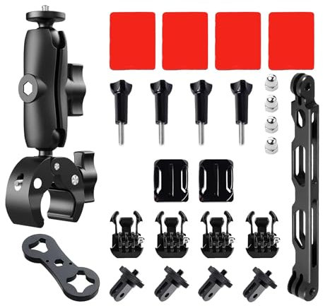 23 in 1 Motorcycle Action Camera Accessories Kit compatible with GoPro Hero 13 and Hero 9-12, DJI Osmo Action 2, 3, 4, Pro 5, Insta360 Ace Pro/Ace Pro 2 Akaso and other Sports Cameras