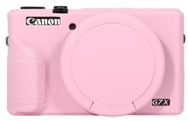 G7X Mark III Case,Soft Silicone Protective Case Ultra-Thin Lightweight for Canon PowerShot G7X Mark III Camera with Removable Lens Cover (Pink)