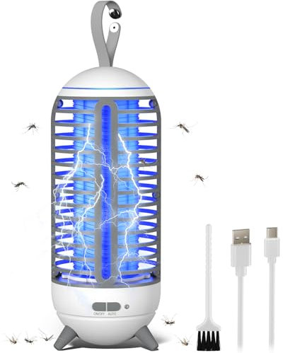 Lámpara Antimosquitos Eléctrico, 2 en 1 Mata Mosquitos Electrico, USB Recargable UV Mosquito Lámpara Trampa para Insectos, Moscas, Polillas, para Interiores y Exteriores