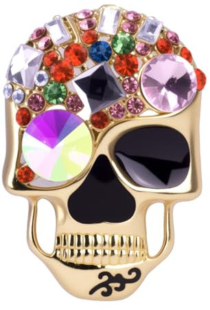 Qaixwuyi 2pcs Goldener Totenkopfnieten Skeleton Ghost Niet mit Farbigen Diamanten Skull Ghost Nieten Metall Punk Nieten Schraubnieten Totenkopf Conchos für DIY Hut Schuhe Jacke GüRtel Leder Handwerk