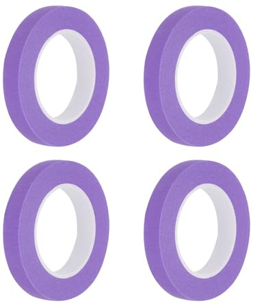 QUARKZMAN 4 Pcs 0.4 Pouce Large 14 Yards Ruban de Masquage Violet pour Maison Bureau Entreprise Contracteur Peinture Propre sans coulures Papier Crêpe Large