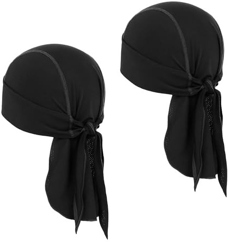Kühlende Durag Bandana Cap Mütze,2 Stück Absorbiert Schweiß Kopftuch Unterhelm,Bandana Atmungsaktiv Kopfbedeckung Laufmütze,Kopftuch Herren Radfahren Motorradfahren für Radfahren Reisen Laufen Fitness