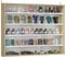 HOMCOM Vitrina Expositora Vitrina de Pared con Estantes Ajustables y 2 Puertas Correderas de Vidrio para Colecciones Perfumes Figuras de Decoración 80x9,5x60 cm Blanco y Natural