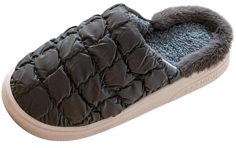 Sandali da uomo con zeppa nera taglia 9 pantofole in cotone con suola piatta da uomo, pantofole interne in cotone con suola morbida, pantofole per interni stivali corti da uomo in pelle, grigio, 38 EU