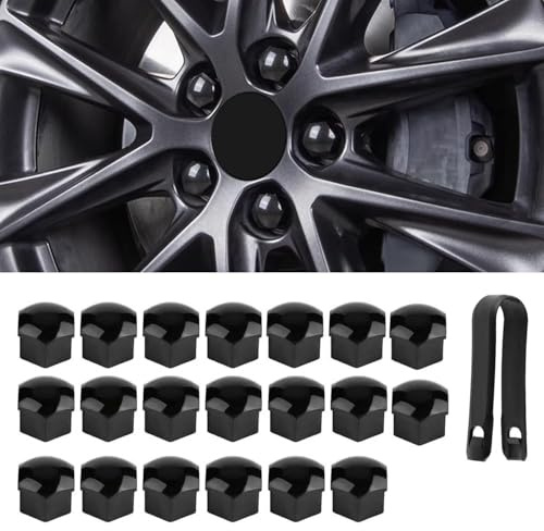 Kalmaegee 20Pcs 19mm Wheel Nut Covers Universal Glossy Black Car Wheel Lug Nut Covers Wheel Bolt Covers Caps with Removal Tool