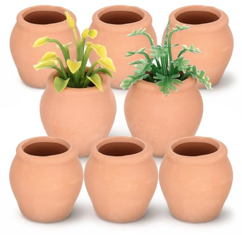VICASKY Pot de fleurs en argile - Petit pot de fleurs - Sans trou - Orange - Mini pots en terre cuite - Pots de fleurs ronds en céramique - 5,8 x 5,8 x 5,8 cm - Pour plantes succulentes, cactus et