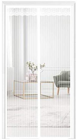 Zanzariera magnetica per porta, 80 x 190 cm, a prova di insetti, per la casa, tiene fuori, facile da installare, design a rete bianca, perfetta per porte
