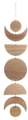 Toyvian Decoración de pared de madera rústica, diseño de sol y luna, adorno colgante para salón, bohemio, decoración de ventanas, salón, dormitorio