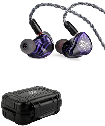 Linsoul Kiwi Ears Quartet 2DD+2BA Hybrid In-Ear Monitor, HiFi Earphones with Hand-crafted Resin Shell+KIWI EARS SONICAP Waterproof Earbud Case,Hard Protective IEM Storage Box with EVA Lining (Black)