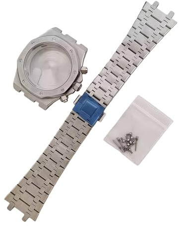 ROUREOX VK63 Uhrengehäuse Kit 41mm Mattiert, Chronograph, Achteckige Lünette, Integriertes Armband, Meca-Quarz Mod Teile für AP Royal Oak Offshore