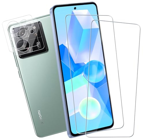 2 Pièces Verre trempé pour Xiaomi 13T/13T Pro, 9H Ultra-Résistant 0,33mm Vitre Protection avec Caméra, Toucher Sensible, Anti-Empreintes, Sans Bulles Protection écran, Couverture 3D Protection Écran
