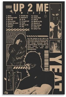 Generisch Yeat Rapper-hintergrundbilder In Schwarzweiß Für Zimmer, Ästhetische Leinwand-Wandkunst, Schlafzimmer-Dekor Poster 12x18inch(30x45cm)