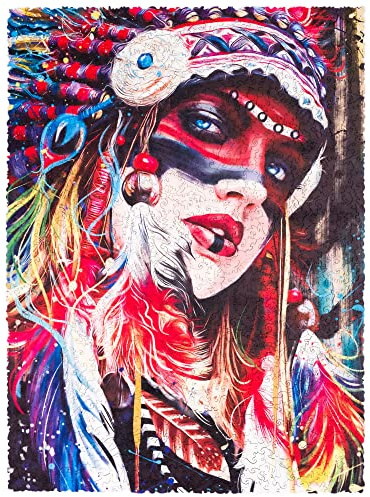 UNIDRAGON Ethnic Girl Wooden Jigsaw Puzzle for Adults - 1000 Unique Shaped Pieces - King Size 17.3 x 23.6 in (44 x 60 cm)