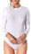 VEDATS Damen Body Langarm Rundhals Bodysuit Top Unterhemd (XL, Weiß)