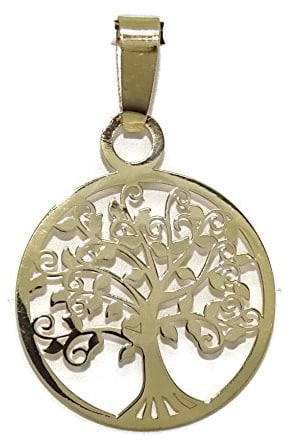 Never Say Never Pendentif plat en or jaune en forme d’arbre de la vie Ø2 cm -