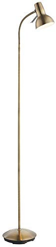 Lampadaire à bras incurvé réglable 1,6 m | Laiton antique | 7 W GU10 LED interrupteur marche/arrêt | Éclairage d'ambiance | Lampe de lecture de salon | Moderne et mince