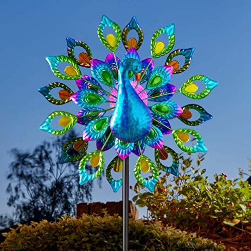 Smart Solar Peacock Windspinner Garden Light