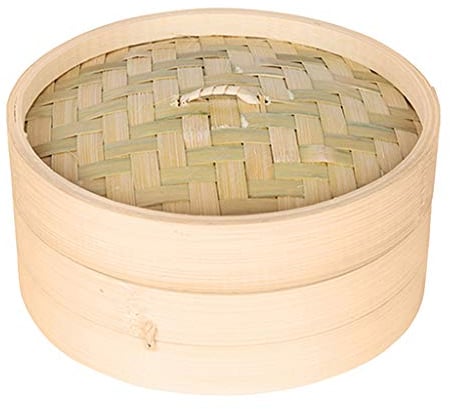 B Blesiya Bamboo Steamer Basket for Asian Food - Chinese Steamer for Cooking Dumplings, Vegetables, 18cm