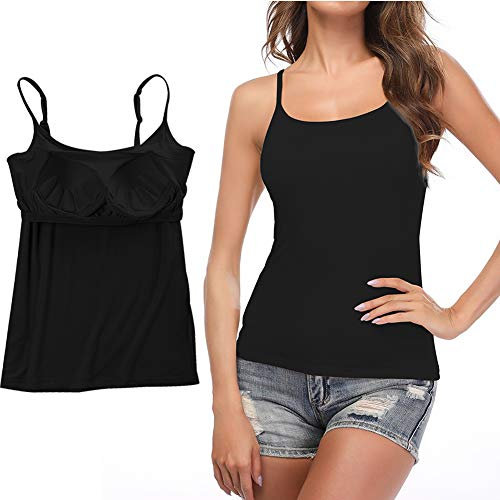 STARBILD Camisole Femme débardeur avec Soutien-Gorge intégré Débardeur de en Yoga Gilet rembourré à Bretelles Ajustables Noir 3XL