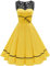 Bbonlinedress Rockabilly Kleider Damen festlich 50er Jahre Kleider Abendkleider elegant für Hochzeit gast Cocktailkleid Sommerkleid Yellow XL