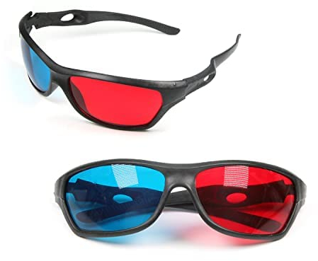 Othmro 2 gafas de anaglifo 3D rojo y azul cian, gafas de visión 3D de anaglifo dimensional para TV, juegos, DVD, video virtual 3D