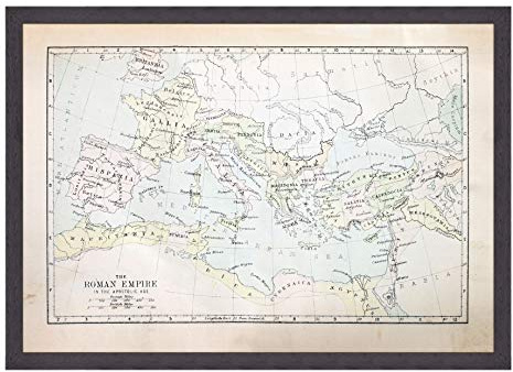 Poster und Druck mit modernem Rahmen, Antike Karte Römisches Reich - Rom - Apostolisches Alter (455) - 70 x 100 cm - schlicht schwarz