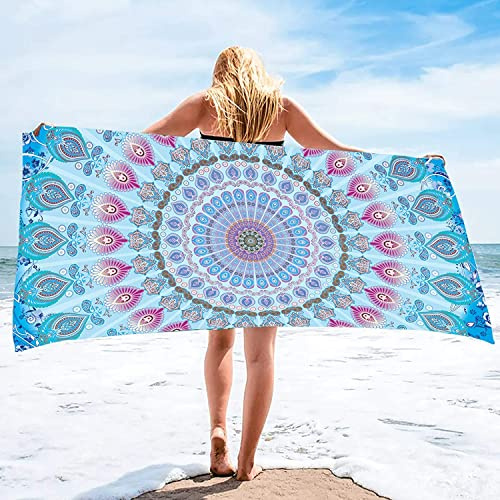 Bonsai Tree Mandala-Strandtuch, indisches Hippie-/Boho-Mikrofaser-Badetuch für Frauen, Bohemian-Stil, blau, sandfrei, schnell trocknend, Reisehandtücher, Geschenke für Yoga, Erwachsene, 78.7 x 160 cm
