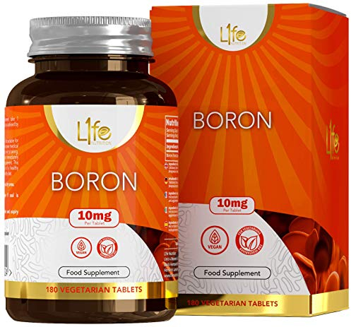 LN Boron Supplements | 180 High Strength Vegan Boron Tablets - 10mg Supplement per Capsule | Non-GMO, Gluten, Dairy & Allergen Free | Manufactured in The UK