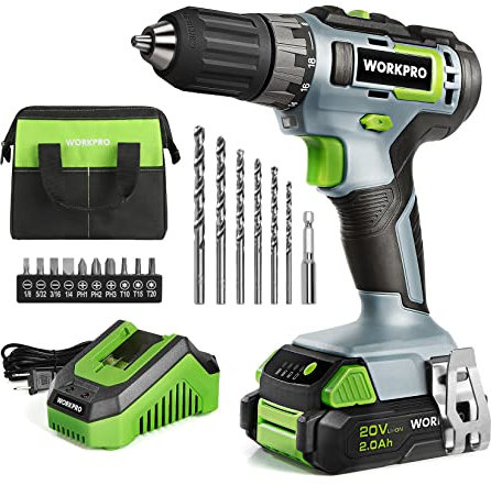 WORKPRO 19PC Cordless 20V Drill Driver Set (Grey)