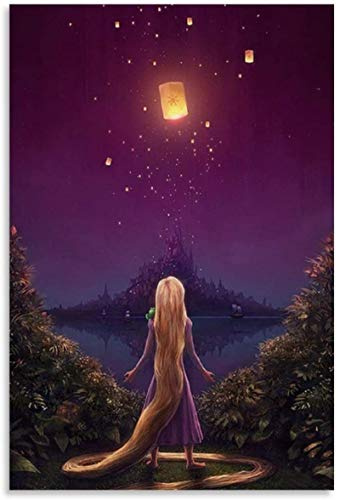Crazystore Druck auf Leinwand 60x80cm rahmenlose Rapunzel Poster Hintergrund Malerei Leinwand Kunst Poster und Wandkunst, Bilddruck Moderne Schlafzimmer Dekoration