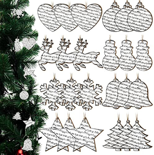 24 Pieces Ornaments for Tree Rock and Roll Christmas Ornaments Music Ornament Vintage Christmas Ornaments Star Garland for Christmas Tree Ornament Home Rock Roll Party (Classic Style)